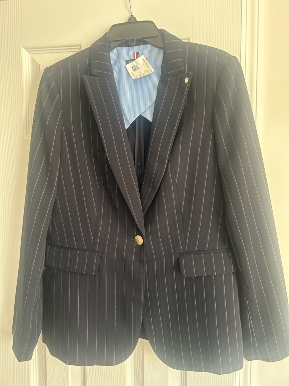 Tommy Hilfiger Navy Pinstripe Single-Button Blazer